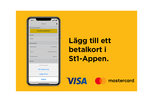 Lägg till ett betalkort i St1 - appen